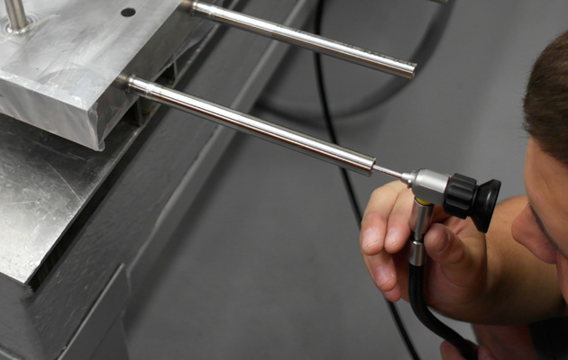 Borescope inspection of the inside of a welded stainless steel tube