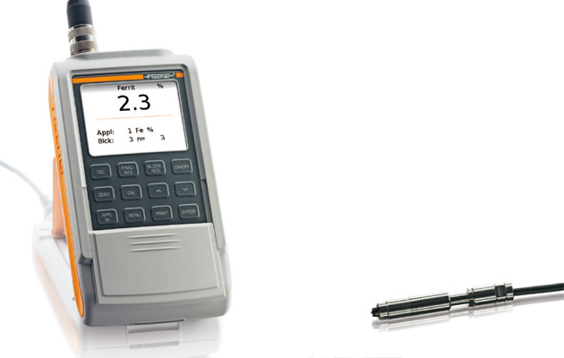 Handheld ferrite measuring instrument and probe